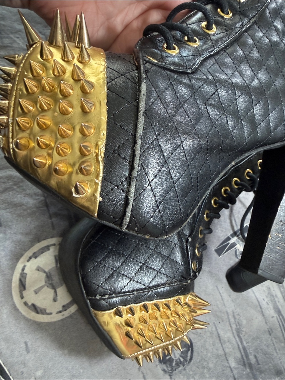 JEFFEREY CAMPBELL CROWN SPIKED LITAS VEGAN LEATHER SZ 8 - Picture 8 of 11